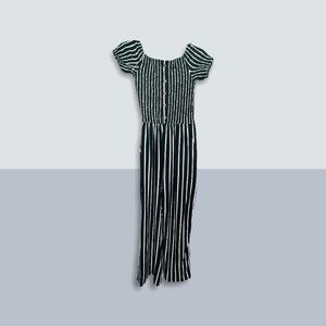 J for Justify Black Striped Pantsuit Jumpsuit NWT